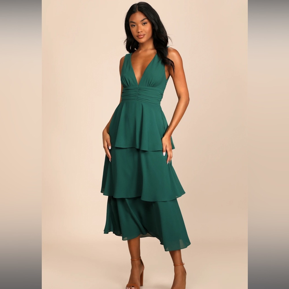 Lulu's Emerald Green Layered Dress